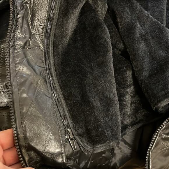 Vintage fur lined Leather Jacket • unisex leather coat Haband Executive Division - Picture 6 of 11